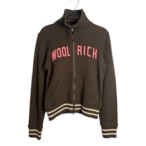 VTG Woolrich Y2K Zip Up Sweater Sz M Track Blokette Blokecore Made in Italy Wool